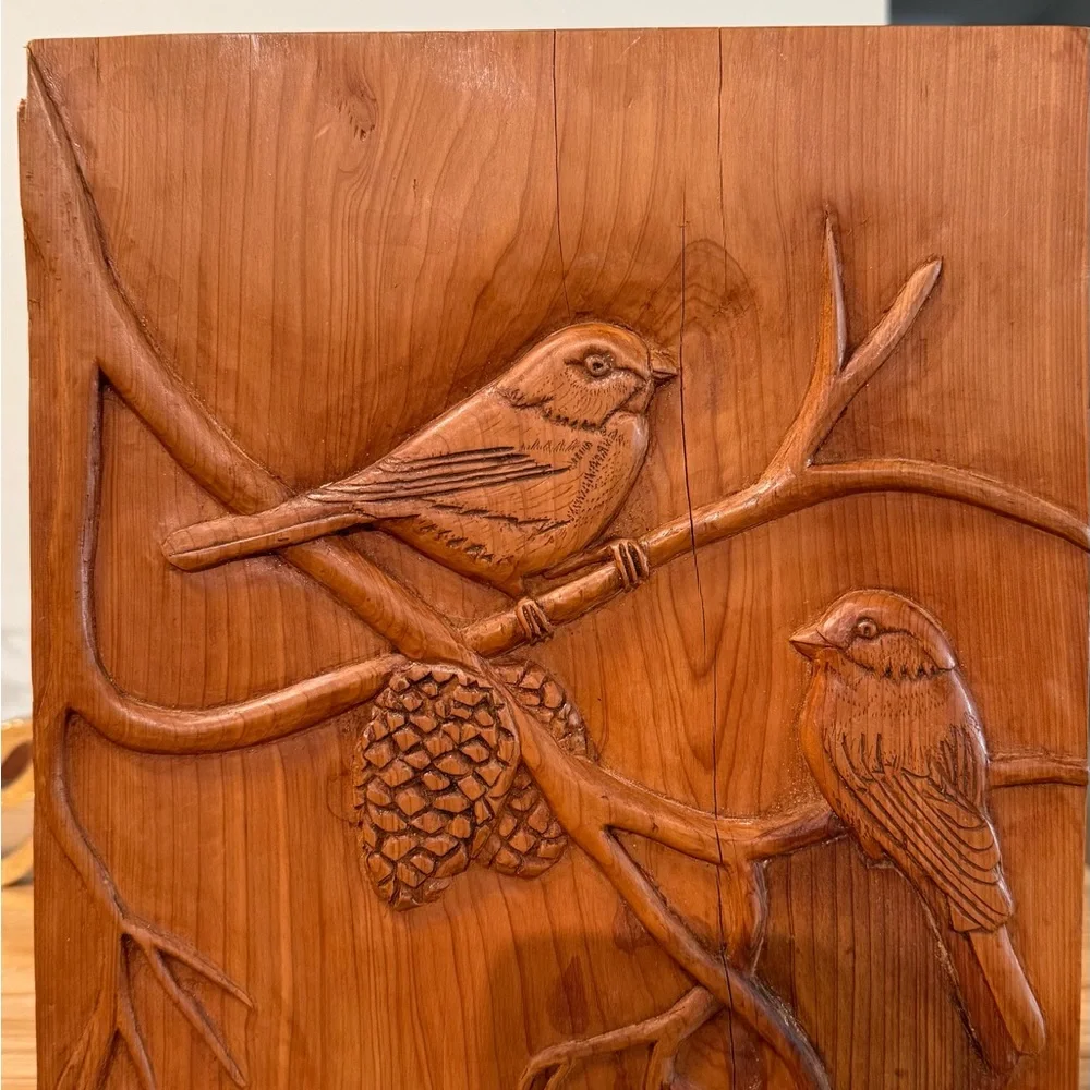 Artisan Carved Bird Wall Shelf